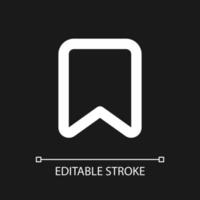 Add bookmark pixel perfect white linear ui icon for dark theme. Saving webpage. Reading list. Vector line pictogram. Isolated user interface symbol for night mode. Editable stroke