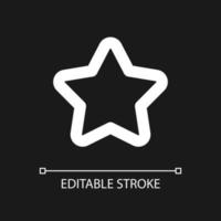 Star pixel perfect white linear ui icon for dark theme. Favourite page mark. Adding bookmark. Vector line pictogram. Isolated user interface symbol for night mode. Editable stroke