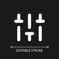 Vertical adjustment pixel perfect white linear ui icon for dark theme. Sound level control. Vector line pictogram. Isolated user interface symbol for night mode. Editable stroke