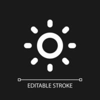 Light mode pixel perfect white linear ui icon for dark theme. Daytime theme. Adjust brightness. Vector line pictogram. Isolated user interface symbol for night mode. Editable stroke