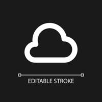 Cloud computing pixel perfect white linear ui icon for dark theme. Data storage. File sharing. Vector line pictogram. Isolated user interface symbol for night mode. Editable stroke