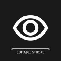 Seen pixel perfect white linear ui icon for dark theme. Recently viewed. Wide opened eye. Vector line pictogram. Isolated user interface symbol for night mode. Editable stroke