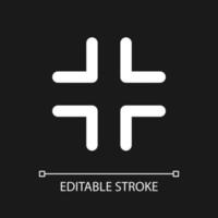 Exit full screen pixel perfect white linear ui icon for dark theme. Video player bar button. Vector line pictogram. Isolated user interface symbol for night mode. Editable stroke