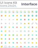 Comprehensible and simple looking flat color ui icons set. System settings. Music player. Contacts. GUI, UX design for mobile app. Vector isolated RGB pictograms