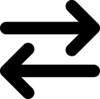 Two arrows black glyph ui icon. Transaction symbol. Left and right arrows. User interface design. Silhouette symbol on white space. Solid pictogram for web, mobile. Isolated vector illustration