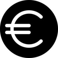 euro moneda negro glifo ui icono. moneda y dinero. Finanzas y bancario. usuario interfaz diseño. silueta símbolo en blanco espacio. sólido pictograma para web, móvil. aislado vector ilustración