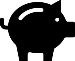 cerdito banco negro glifo ui icono. dinero ahorros. inversión y negocio. finanzas. usuario interfaz diseño. silueta símbolo en blanco espacio. sólido pictograma para web, móvil. aislado vector ilustración