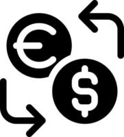 Currency exchange black glyph ui icon. Financial operation. Foreign currency. User interface design. Silhouette symbol on white space. Solid pictogram for web, mobile. Isolated vector illustration