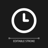 Clock pixel perfect white linear ui icon for dark theme. Set alarm. Daily reminder. Vector line pictogram. Isolated user interface symbol for night mode. Editable stroke