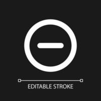 Remove button pixel perfect white linear ui icon for dark theme. Decrease volume. Toolbar. Vector line pictogram. Isolated user interface symbol for night mode. Editable stroke