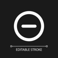 Remove button pixel perfect white linear ui icon for dark theme. Decrease volume. Toolbar. Vector line pictogram. Isolated user interface symbol for night mode. Editable stroke