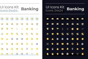 Banking flat gradient color ui icons set for dark, light mode. Money transactions and operations. Vector isolated RGB pictograms. GUI, UX design for web, mobile