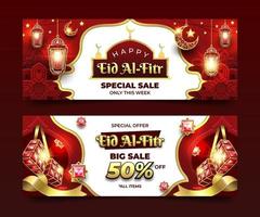 Happy Eid Al-Fitr Sale Promotion Banners vector