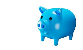 3d rendering Blue piggy bank with isolated white background illustration copy space for text photo