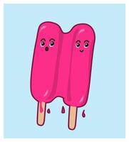 A pink ice cream stick Logo Cartoon Vector Art Illustration