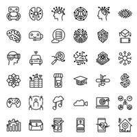 Innovative artificial intelligence and technology icon set in line style. vector