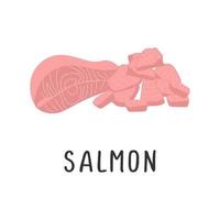 Salmon Vector illustration, flat design cartoon of fatty fish salmon