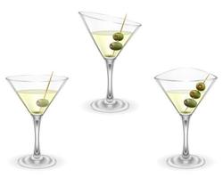 martini cocktail alcoholic drink glass vector illustration isolated on white background