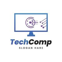 Creative TechComp gradient computer logo vector template.