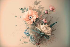 Watercolor flowers bouquet. photo