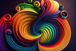Rainbow wavy spiral background abstract background. photo