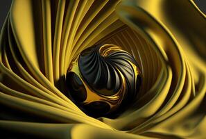 Yellow smooth silk and sphere with liquid pattern backgroud. photo