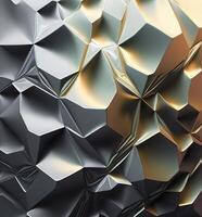 Holographic silver golden low poly abstract background. photo