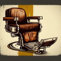 . . Retro Vintage Barbershop chair. Can be used for shop decoration. Graphic Art Illustration. photo