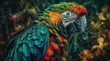 . . Realistic Parrot bird. Can be used for decoration. Graphic Art Illustration. photo