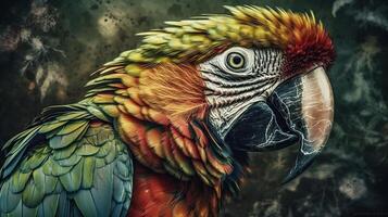 . . Realistic Parrot bird. Can be used for decoration. Graphic Art Illustration. photo