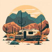 ai generado. generativo ai. Clásico retro camper rv hogar camión. aventuras viaje viaje motivacional póster. lata ser usado para decoración y inspiración. gráfico Arte ilustración. foto