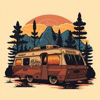 ai generado. generativo ai. Clásico retro camper rv hogar camión. aventuras viaje viaje motivacional póster. lata ser usado para decoración y inspiración. gráfico Arte ilustración. foto