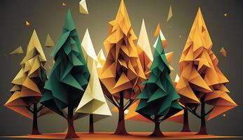 . . Low Poly forest tree pattern. Eco inspired. Graphic Art Illustration. photo