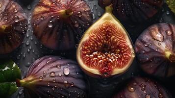 . . Tropical fruit pattern. Fresh figs. Can be used for decoration. Graphic Art Illustration. photo