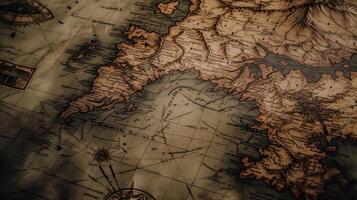 . . Old vintage retro map fantasy inspiration. Can be used for decor background. Graphic Art photo