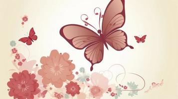 Free  mothers day  with blooming flowers and butterflies, generat ai photo
