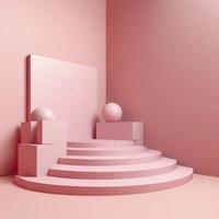 Create a mockup of your product on this abstract pink background, with a 3D model of the stage podium included, generat ai photo