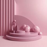 Create a mockup of your product on this abstract pink background, with a 3D model of the stage podium included, generat ai photo