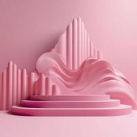 Create a mockup of your product on this abstract pink background, with a 3D model of the stage podium included, generat ai photo