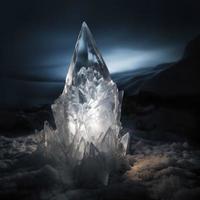 icernunnos congelado en un bloquear de hielo, cristal casco, retroiluminado, generar ai foto