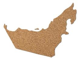 United arab emirates map cork wood texture. photo