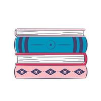 stack of multi-colored books with different patterns on the spines vector