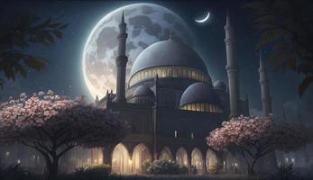 3d illustration of amazing architecture design of muslim mosque ramadan concept, illustration of amazing architecture design of muslim mosque ramadan concept, Generate Ai photo