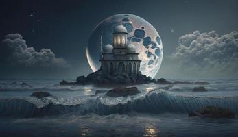 3d illustration of amazing architecture design of muslim mosque ramadan concept, illustration of amazing architecture design of muslim mosque ramadan concept, Generate Ai photo