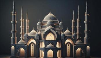 illustration of amazing architecture design of muslim mosque ramadan concept, , Generate Ai photo