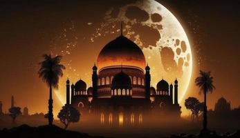 3d illustration of amazing architecture design of muslim mosque ramadan concept, illustration of amazing architecture design of muslim mosque ramadan concept, Generate Ai photo