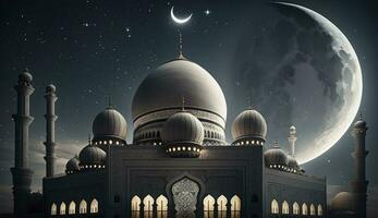 3d illustration of amazing architecture design of muslim mosque ramadan concept, illustration of amazing architecture design of muslim mosque ramadan concept, Generate Ai photo