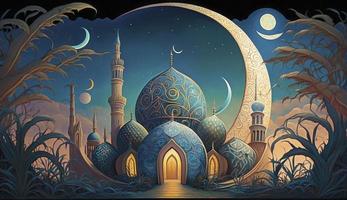 3d illustration of amazing architecture design of muslim mosque ramadan concept, illustration of amazing architecture design of muslim mosque ramadan concept, Generate Ai photo