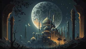 3d illustration of amazing architecture design of muslim mosque ramadan concept, illustration of amazing architecture design of muslim mosque ramadan concept, Generate Ai photo