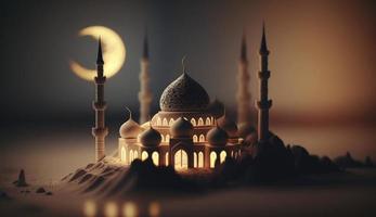 3d illustration of amazing architecture design of muslim mosque ramadan concept, illustration of amazing architecture design of muslim mosque ramadan concept, Generate Ai photo